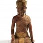 Antique Bayon Style Red Wood Kneeling Female Devi Statue - 72cm/29"