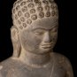 Antique 18th Century Mounted Standing Thai Stone Dvaravati Buddha - 48cm / 19"
