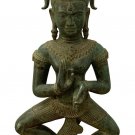 Antique Khmer Style Standing Bronze Bayon Apsara or Angel Statue - 58cm/23"