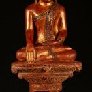 19th Century Antique Wood Burmese Ava Enlightenment Buddha Statue - 55cm/22"