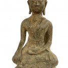 Antique Laos Style Seated Bronze Enlightenment Buddha Statue - 21cm/8"