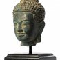 Antique Thai style Mounted Bronze Buddha Head Statue - 17cm/7"