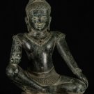 Antique 19th Century Seated Bronze Shiva Statue with Kamandal - 40cm/16"