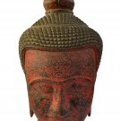 Antique Khmer Style Mounted Wood Red Buddha Head - 34cm/14"