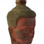 Antique Khmer Style Mounted Wood Red Buddha Head - 34cm/14"