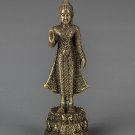 Southeast Asia Gold Thailand Brass Standing Protection Buddha Statue - 6cm/2.5"