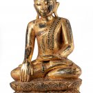 Antique Burmese Style Wood Mandalay Enlightenment Buddha Statue - 48cm/19"