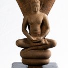 Antique Mon Style Thai Stone Naga Enthroned Meditation Buddha - 45cm/18"
