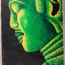 Asian Original Wall Art Oil Painting-Canvas -Green Buddha (76cm x 58cm) 30" Tall
