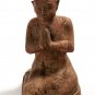 19th Century Antique Khmer Wood Devotee Disciple of Buddha Statue - 33cm/13"