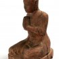 19th Century Antique Khmer Wood Devotee Disciple of Buddha Statue - 33cm/13"