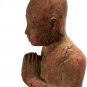 19th Century Antique Khmer Wood Devotee Disciple of Buddha Statue - 33cm/13"
