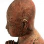 19th Century Antique Khmer Wood Devotee Disciple of Buddha Statue - 33cm/13"