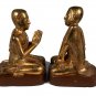 19th Century Burmese Wood Kneeling Buddha Disciples Statue (Pair) - 46cm/18"