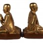 19th Century Burmese Wood Kneeling Buddha Disciples Statue (Pair) - 46cm/18"