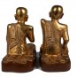 19th Century Burmese Wood Kneeling Buddha Disciples Statue (Pair) - 46cm/18"