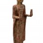 Antique Khmer Style Wood Standing Protection Monday Buddha Statue - 137cm/55"