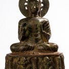 Antique Seated 19th Century Thai Bronze Buddha Statue Teaching Mudra - 57cm /23"
