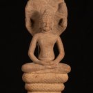 Antique Dvaravati Style Thai Stone Naga Meditation Buddha - 58cm/23"