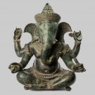 Ganesh Statue - Antique Khmer Style Seated Bronze Ganesha Statue - 56cm/22"