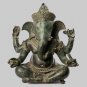 Ganesh Statue - Antique Khmer Style Seated Bronze Ganesha Statue - 56cm/22"