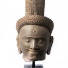 Antique Koh Ker Style Khmer Stone Shiva Head Statue - The Destroyer - 48cm/19"