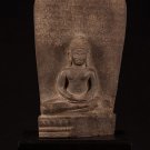 Antique Stone Stele Phnom Da Style Khmer Meditation Buddha Statue - 58cm/23"