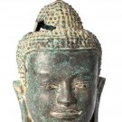 Antique Thai style Mounted Bronze Buddha Head Statue - 19cm/8"