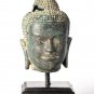 Antique Thai style Mounted Bronze Buddha Head Statue - 19cm/8"