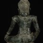 Antique Khmer Style Seated Bronze Shiva Statue with Kamandal - 40cm/16"