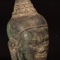 Antique Khmer Style Bronze Bayon Buddha Head Statue - 17cm/7"