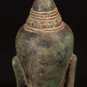 Antique Khmer Style Bronze Bayon Buddha Head Statue - 17cm/7"