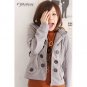 T9-Grey big-button fleece jacket