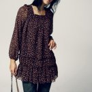 T5-Flowy Chiffon Blouse - Brown
