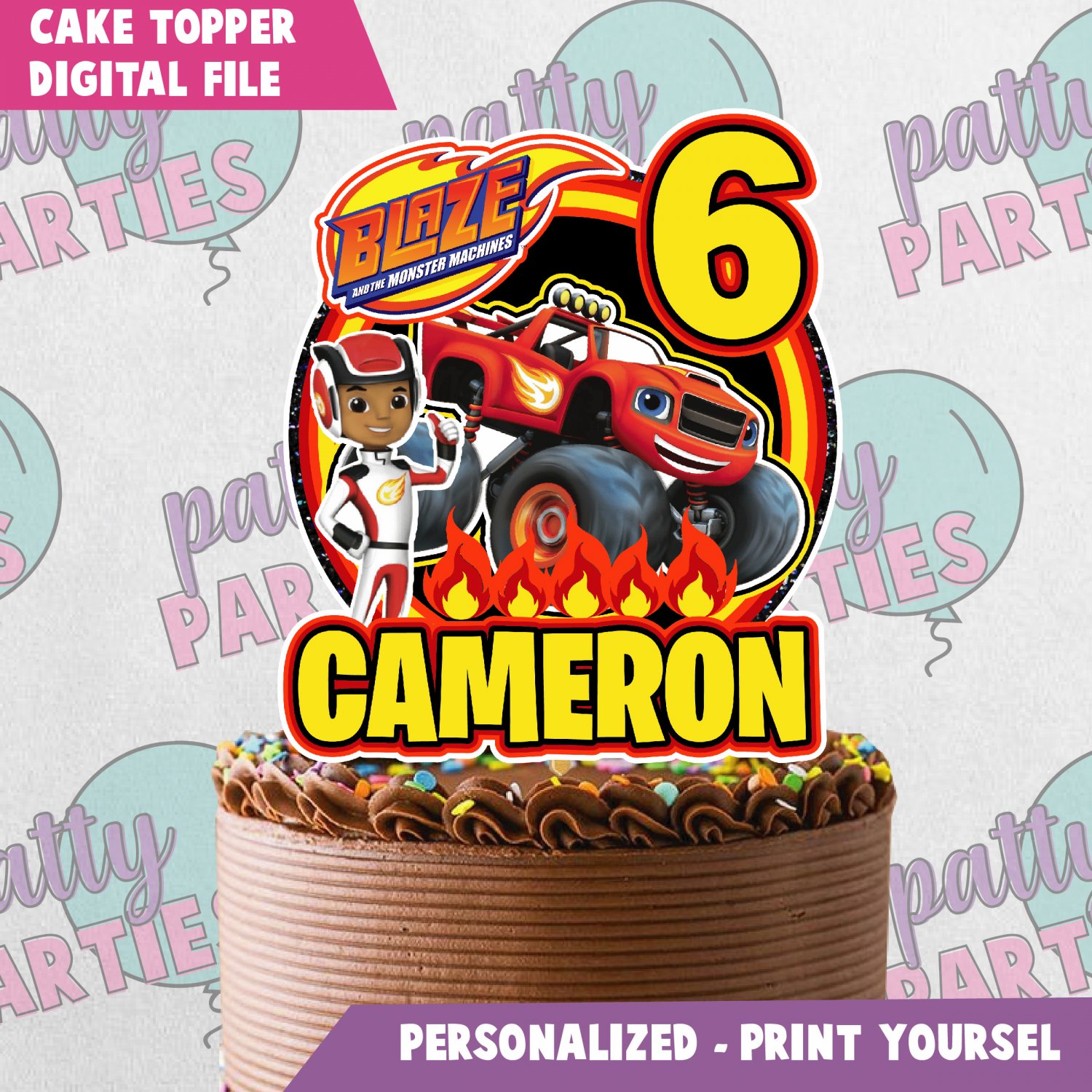 Blaze and the Monster Machines Round Edible Cake Image Cake Topper – Cakes  For Cures