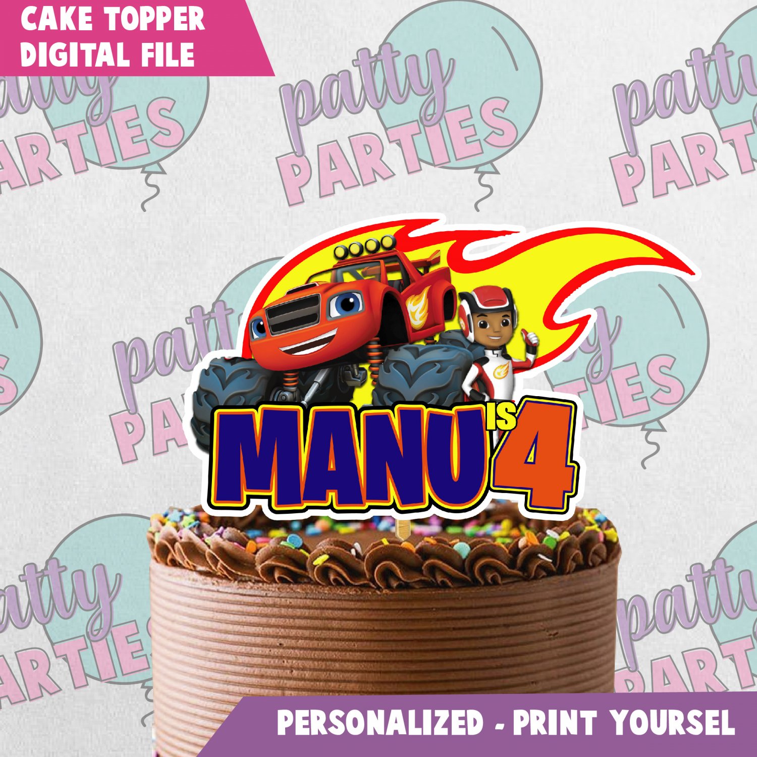 Blaze And The Monster Machines Edible Image Cake Topper Personalized B -  PartyCreationz