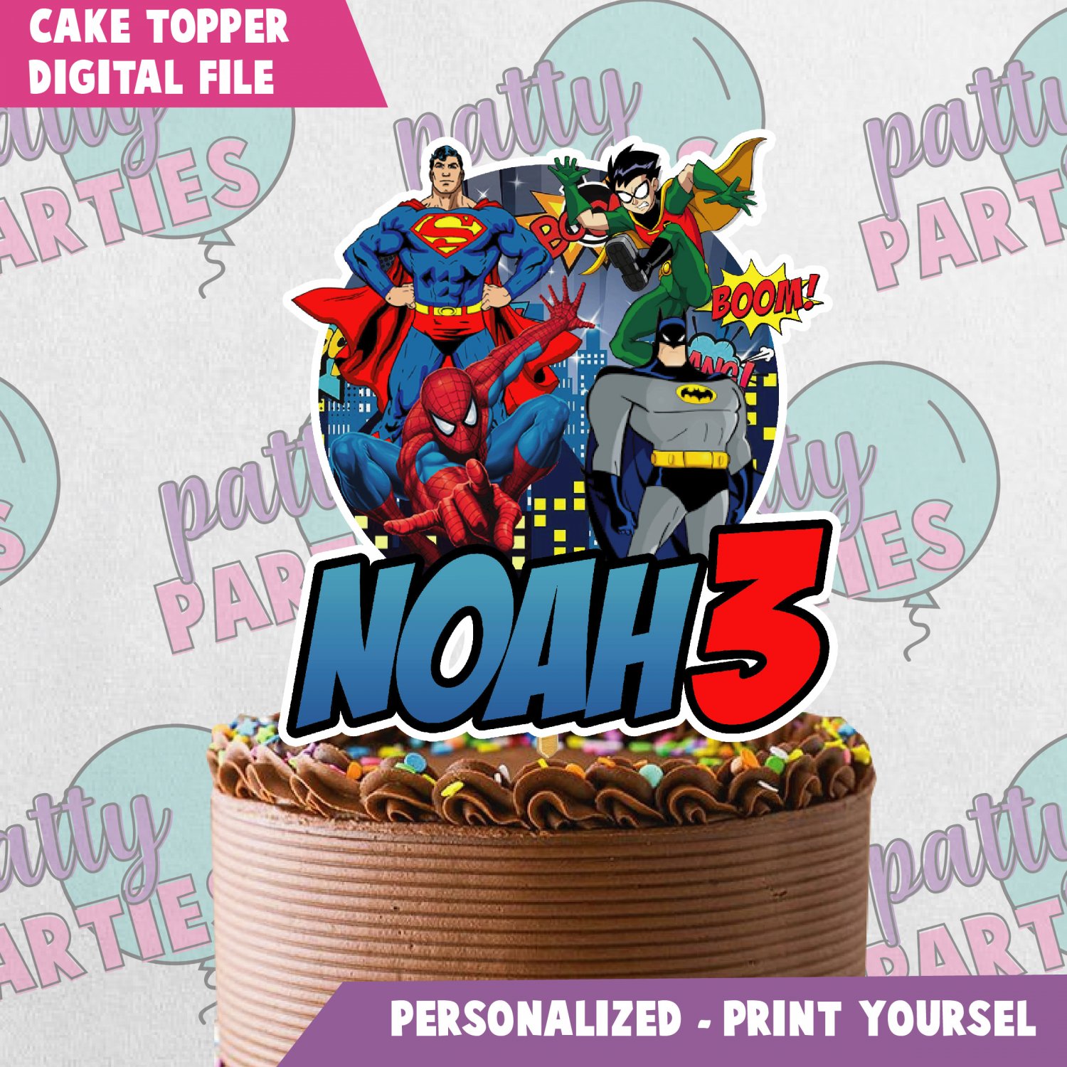 SUPERHERO CAKE TOPPER- AVENGERS CAKE TOPPER