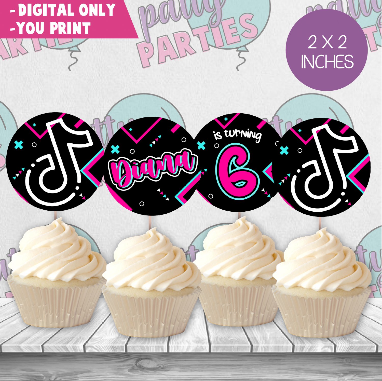 Tik Tok Cupcake Topper 0601