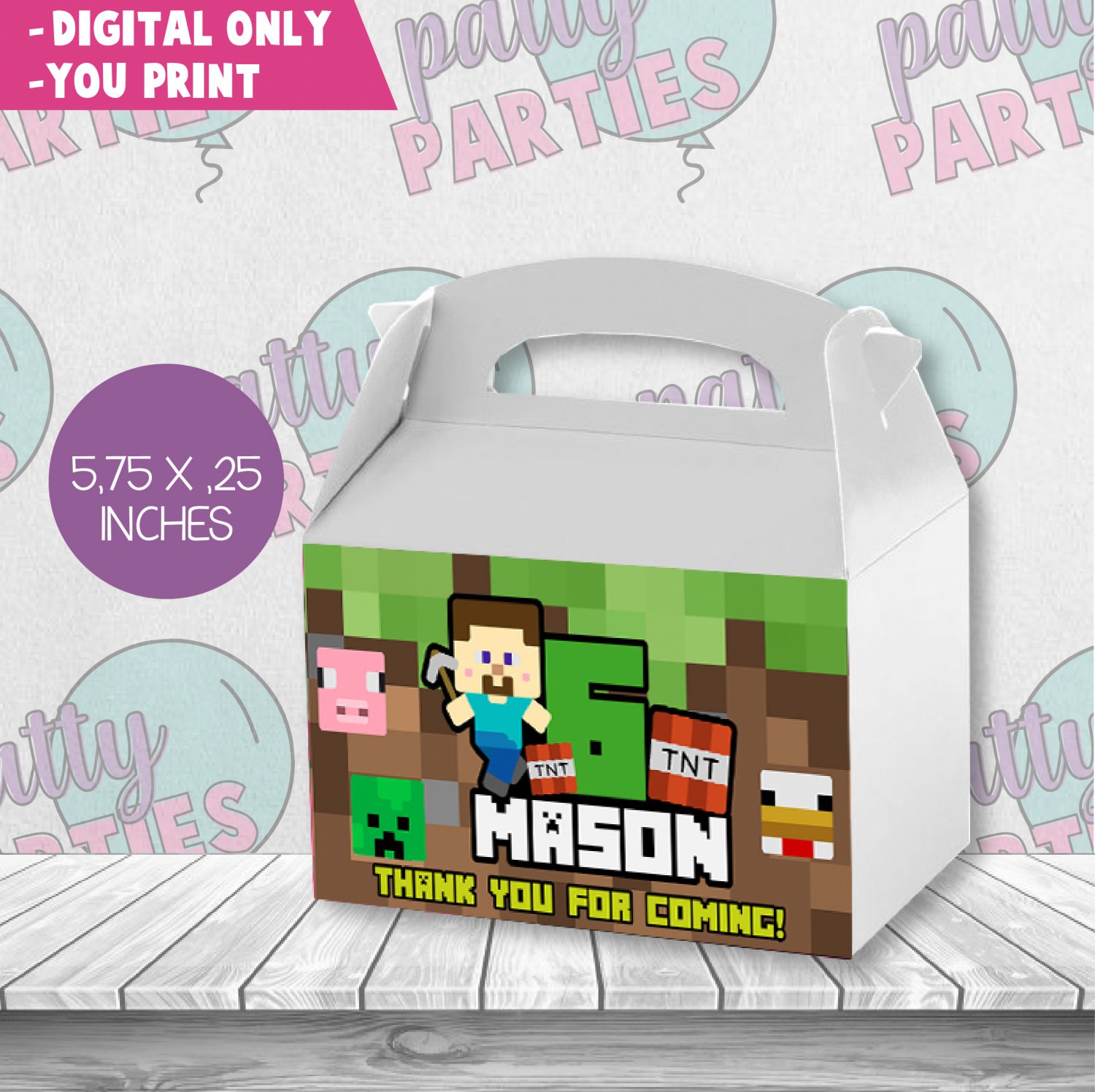 MINECRAFT GABLE GIFT BOX LABELS