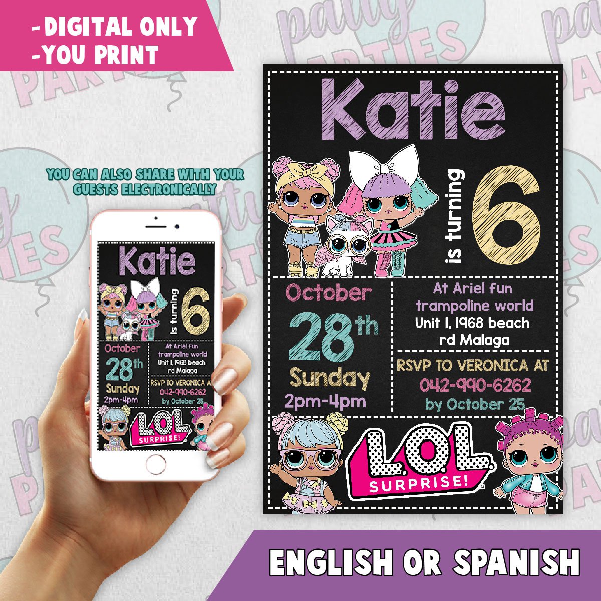 LOL SURPRISE BIRTHDAY INVITATION- LOL SURPRISE-LOL SURPRISE INVITATION