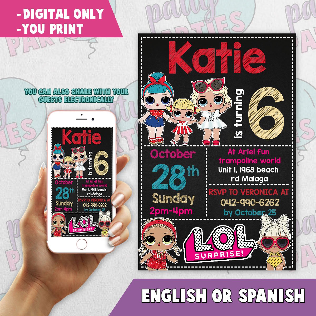 LOL SURPRISE BIRTHDAY INVITATION- LOL SURPRISE-LOL SURPRISE INVITATION