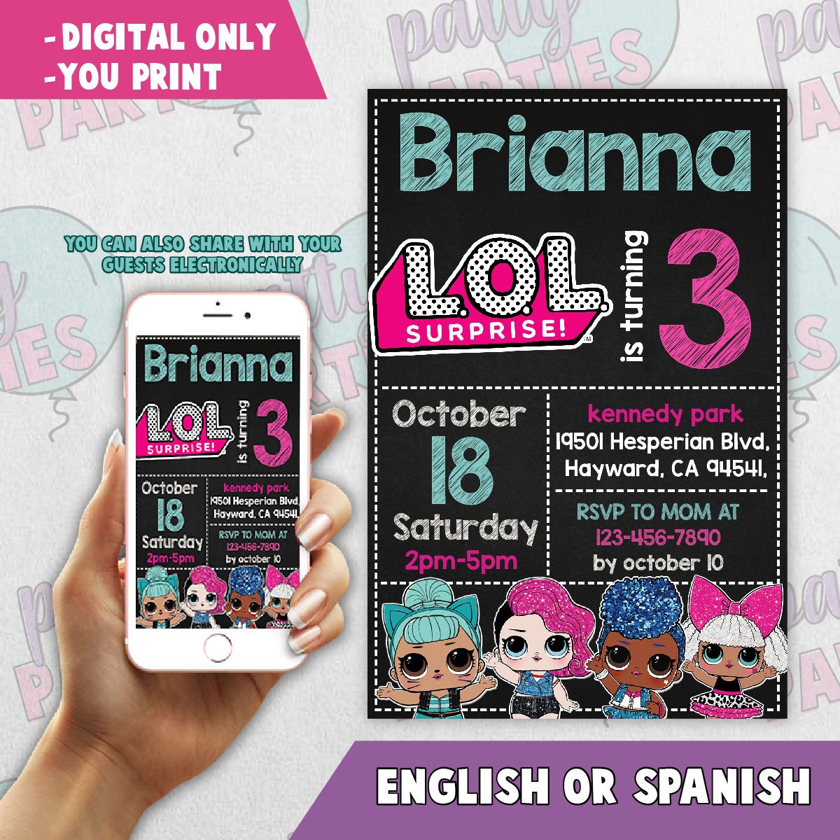 LOL SURPRISE BIRTHDAY INVITATION- LOL SURPRISE-LOL SURPRISE INVITATION