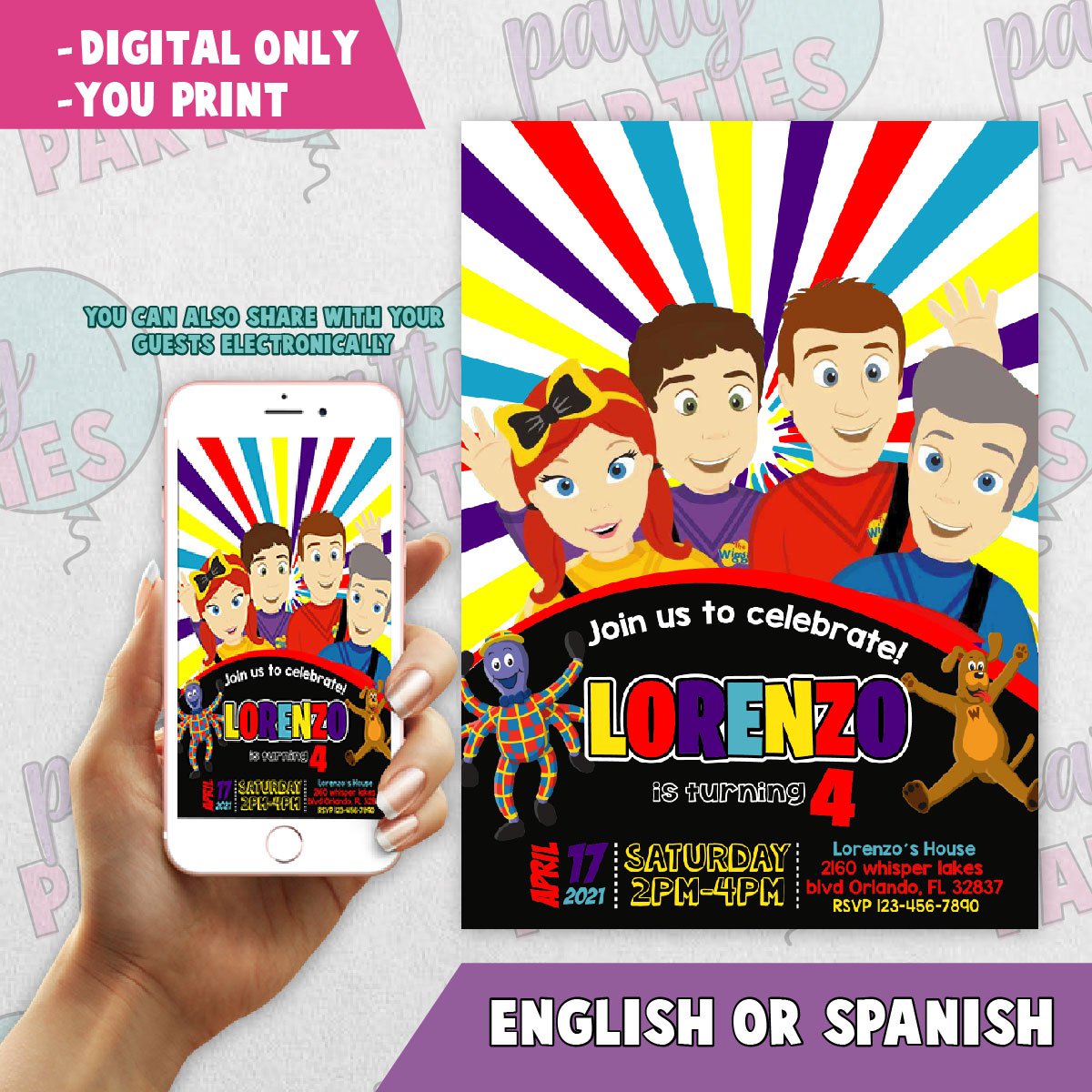 THE WIGGLES  BIRTHDAY INVITATION