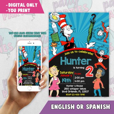 THE CAT IN THE HAT BIRTHDAY INVITATION