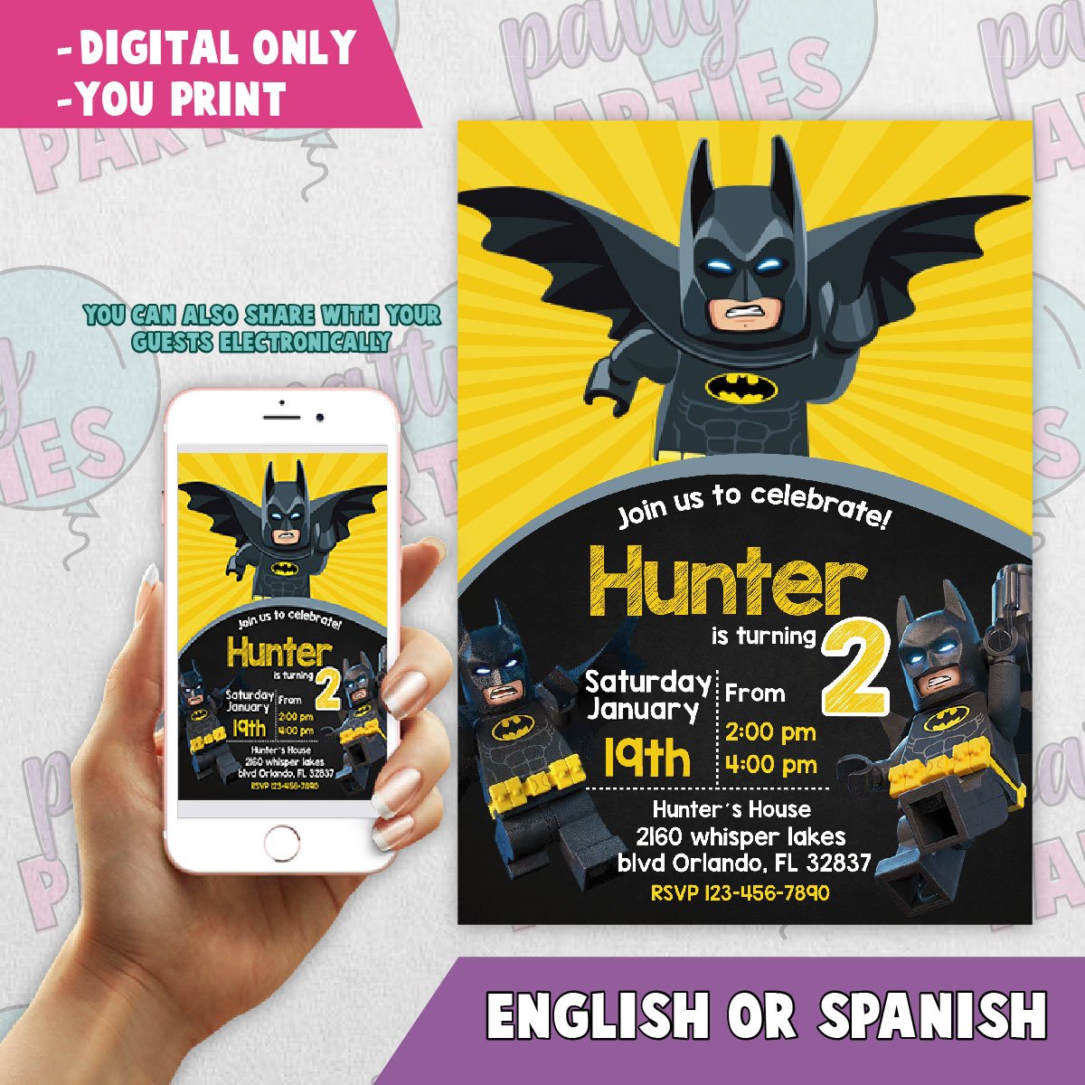 BATMAN LEGO BIRTHDAY INVITATION