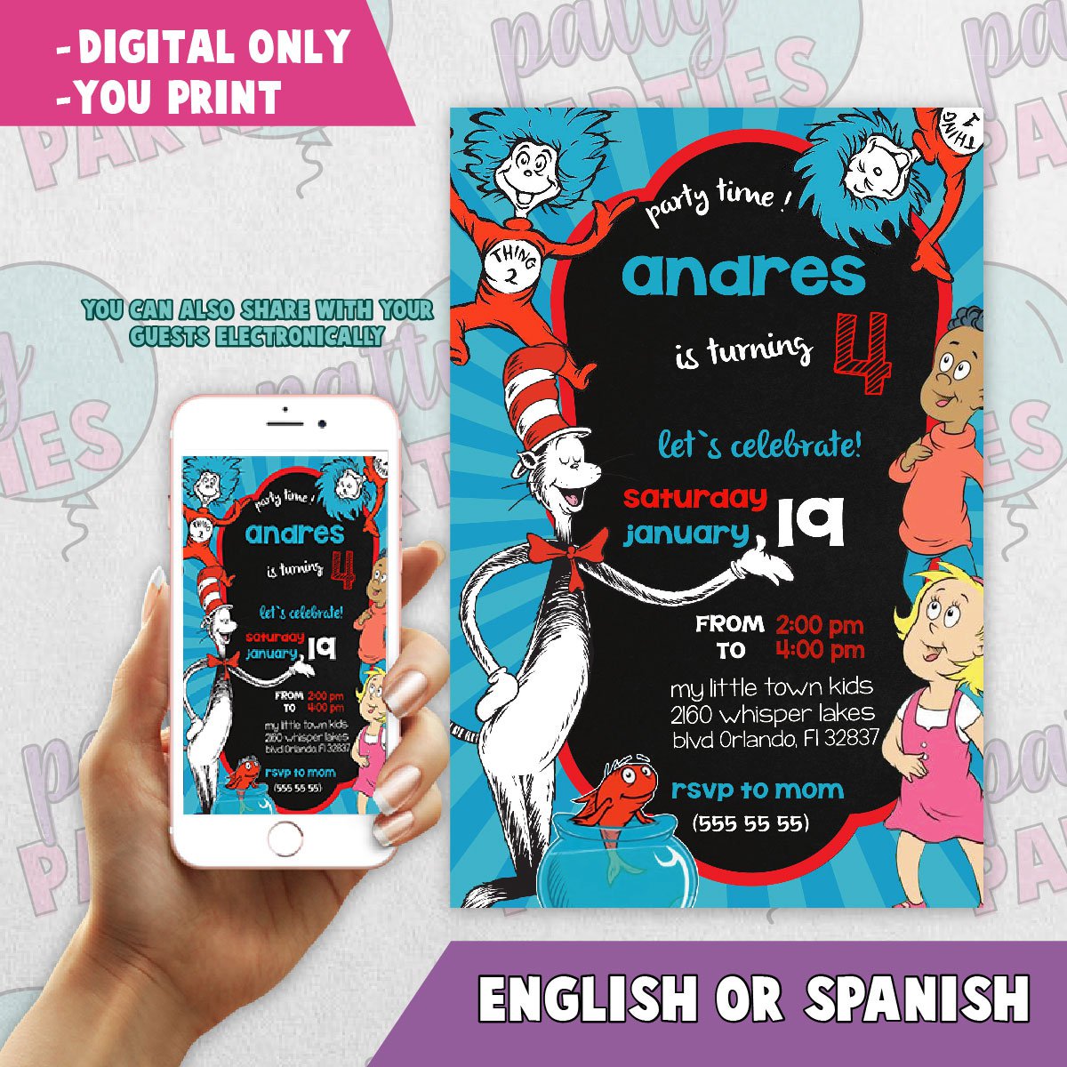 THE CAT IN THE HAT BIRTHDAY INVITATION