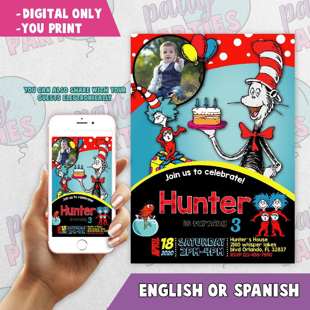 THE CAT IN THE HAT BIRTHDAY INVITATION