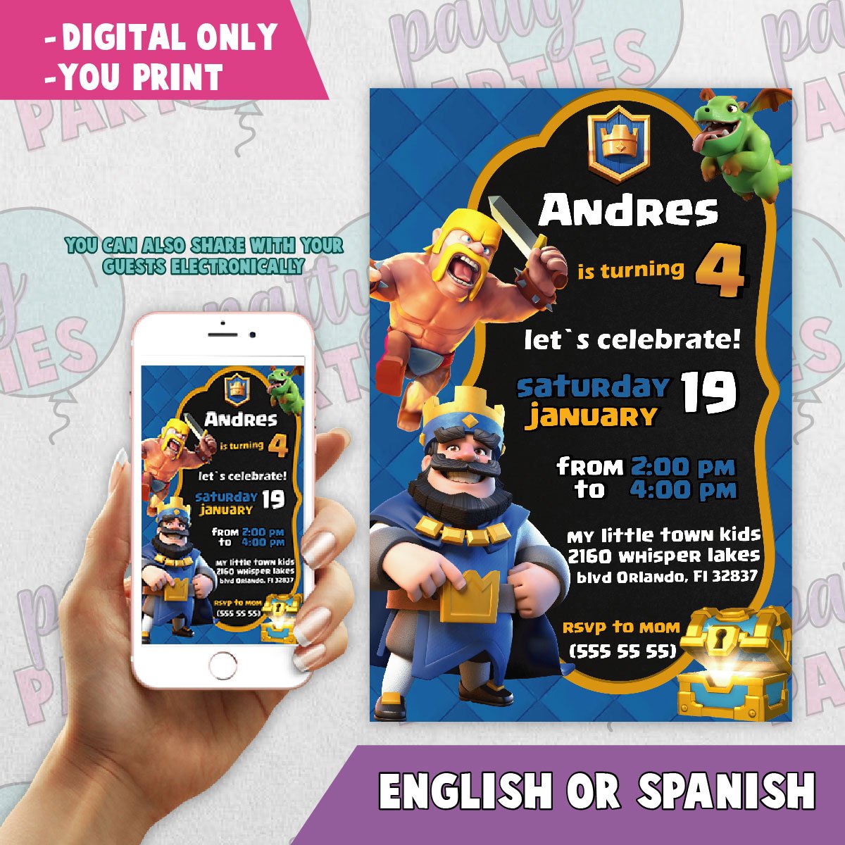 CLASH ROYALE BIRTHDAY INVITATION