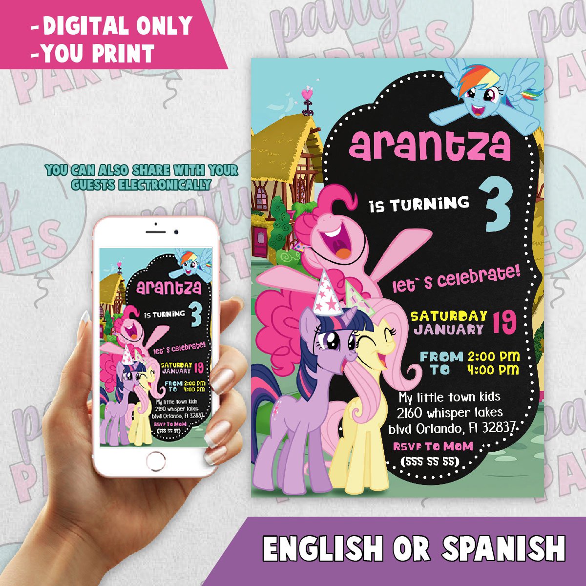 MY LITTLE PONY BIRTHDAY INVITATION