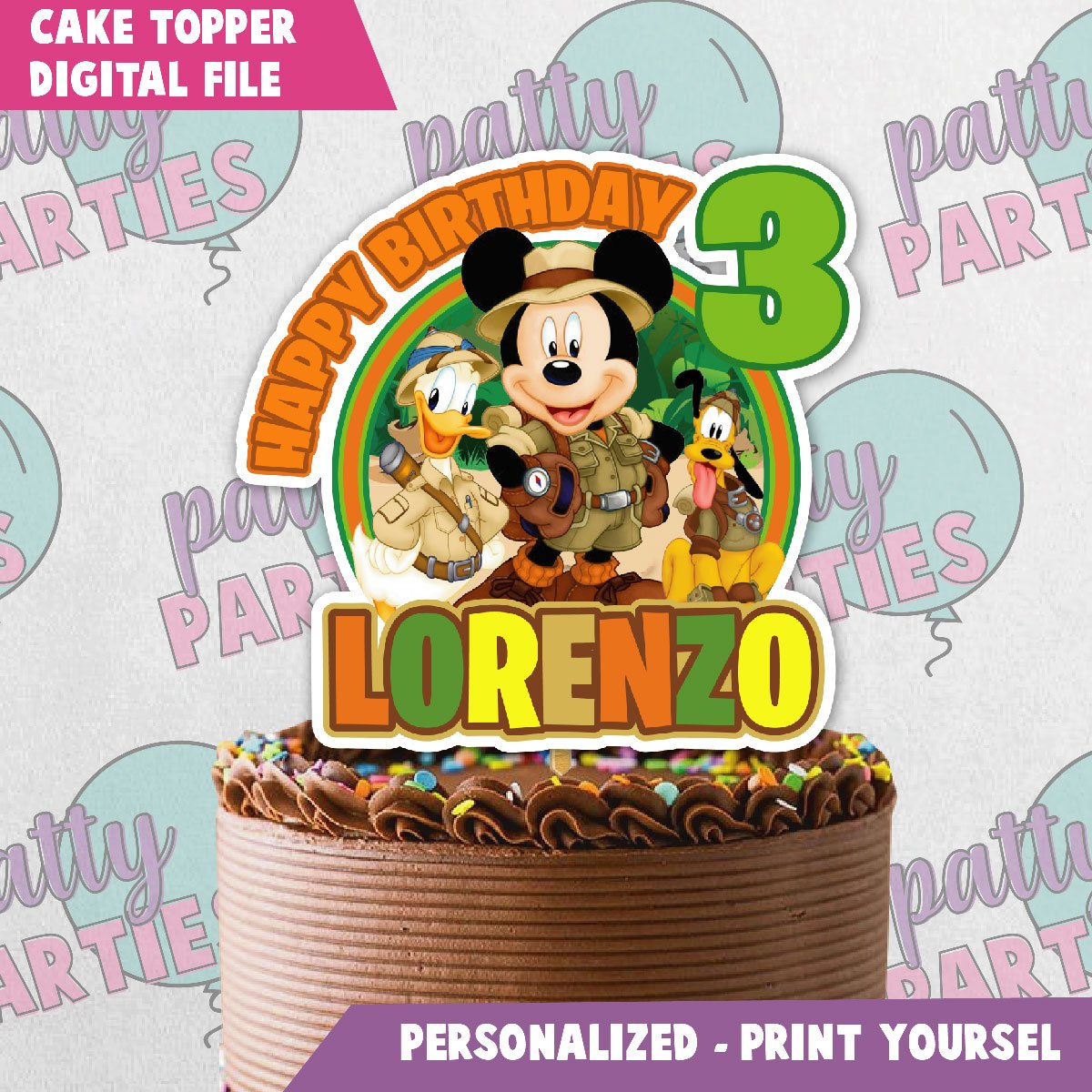 MICKEY MOUSE SAFARI CAKE TOPPER